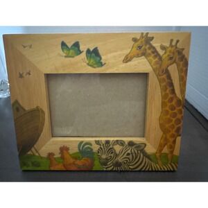 Fetco International Wood Noahs Ark Picture Frame Giraffe Zebra 63835 Handcrafted